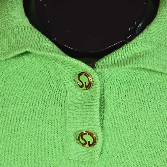 St John Knits Green Striped Knit Pullover Sweater - Picture 2 of 6